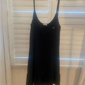Lacoste Black Spaghetti Strap Tennis Dress with Green Lacoste Logo